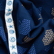 Тканина костюмна під льон із напиленням дерева т/синя