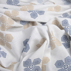 Тканина костюмна під льон із напиленням квітка молоко