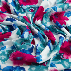 Ткань поплин стрейч гібіскус малиний