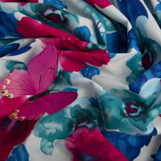 Ткань поплин стрейч гібіскус малиний