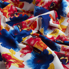 Ткань поплин стрейч гібіскус синій