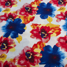 Ткань поплин стрейч гібіскус синій