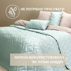 Покривало 220х240 см IDEIA стьобане двостороннє якісна стібка мікрофібра на ліжко, диван мята сіре