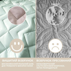 Покривало 240х260 см IDEIA стьобане двостороннє якісна стібка мікрофібра мʼята сіре на ліжко, диван