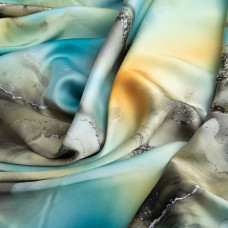 Тканина полум'яна атлас шовк стрейч бірюза