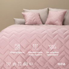 Покривало 220х240 см IDEIA стьобане двостороннє якісна стібка мікрофібра пудра сіре на ліжко, диван