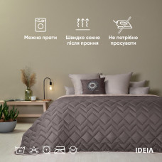 Покривало 240х260 см IDEIA стьобане двостороннє якісна стібка мікрофібра на ліжко, диван шоколад беж