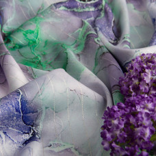 Тканина полум'яна атлас шовк люрекс Смуга салат