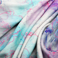 Тканина полум'яна атлас шовк люрекс Смуга бірюза