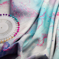 Тканина полум'яна атлас шовк люрекс Смуга бірюза