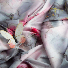 Тканина полум'яна атлас шовк люрекс Смуга малина