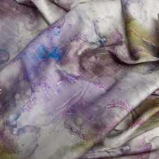 Тканина полум'яна атлас шовк люрекс Смуга бузок