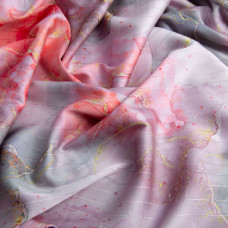 Тканина полум'яна атлас шовк люрекс Смуга корал