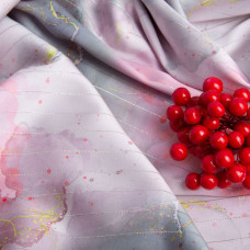 Тканина полум'яна атлас шовк люрекс Смуга корал