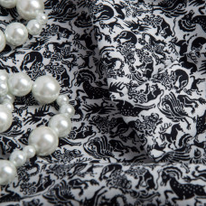 Ткань поплин хлопок міфічні звіри чорна