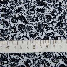 Ткань поплин хлопок міфічні звіри чорна