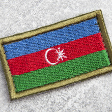 Шеврон на липучці Прапор Азербайджану 3,2х5,7 см вишитий патч нашивка Азербайджан