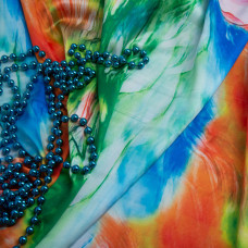 Тканина полум'яна атлас шовк акварель салат