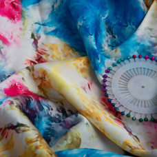 Тканина полум'яна атлас шовк мармур блакит