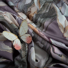 Ткань плательная атлас шелк стрейч ліловий