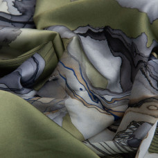 Тканина полум'яна атлас шовк стрейч оливка