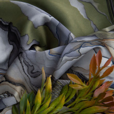 Тканина полум'яна атлас шовк стрейч оливка