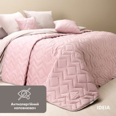 Покривало 240х260 см IDEIA стьобане двостороннє якісна стібка мікрофібра пудра сіре на ліжко, диван