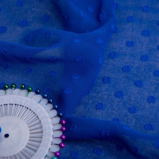 Тканина шифон жакард 150 см 75 гр/м2 легка, повітряна, для суконь, спідниць, блузок, дитячого одягу індіго