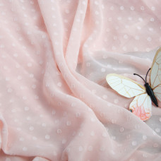 Тканина шифон жакард 150 см 75 гр/м2 легка, повітряна, для суконь, спідниць, блузок, дитячого одягу св/персик