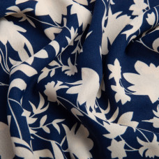 Тканина полум'яна креп Американський флора т/синій