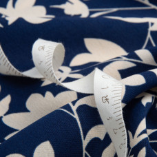 Тканина полум'яна креп Американський флора т/синій