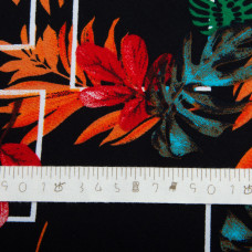 Тканина плательна штапель манстера чорна/зелена