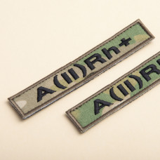 Шеврон на липучці група крові 2+ 2х12 см для позначення групи крові військова нашивка патч для одягу