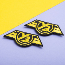 Шеврон на липучці УЗ Укрзалізниця 3х7 см золото вишитий патч нашивка Українська залізниця