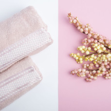 Рушник махровий Софія TM IDEIA 70х138 см пудра бавовна банний натуральний 400 гр/м2