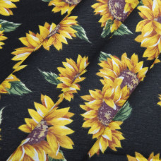 Тканина декоративна FRANK з водовідштовхувальним просоченням  соняшник чорна