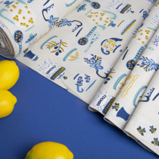 Тканина декоративна Чаювання з водовідштовхувальним просоченням V-03 синя