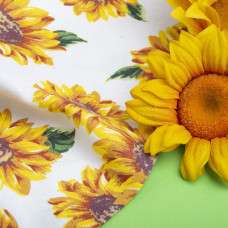 Ткань декоративная FRANK з водовідштовхувальним просоченням соняшник біла