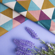 Ткань декоративная Трикутники з водовідштовхувальним просоченням V-1 сіра бордо жовта