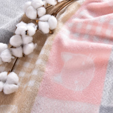 Плед дитячий 90х120 см бавовна PAPAELLA натуральна бавовна теплий ніжний в ліжечко коляску киця