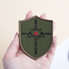Шеврон нашивка на липучці Инструктор Triple 7,5х10 см хакі вишитий патч нашивка
