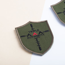 Шеврон нашивка на липучці Инструктор Triple 7,5х10 см хакі вишитий патч нашивка