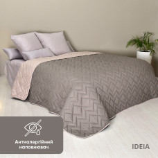 Покривало 240х260 см IDEIA стьобане двостороннє якісна стібка мікрофібра шоколад беж на ліжко, диван