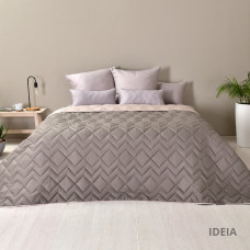 Покривало 240х260 см IDEIA стьобане двостороннє якісна стібка мікрофібра шоколад беж на ліжко, диван