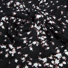 Ткань плательная креп Мадагаскар квіткова хвиля чорна