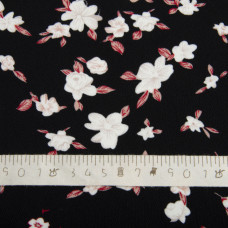 Ткань плательная креп Мадагаскар квіткова хвиля чорна