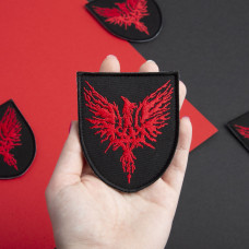 Шеврон на липучці Фенікс 8х9,5 см червоний вишитий патч нашивка