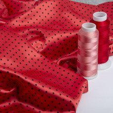 Тканина плательна атлас Горохи дріб нектарин