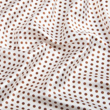 Тканина Атлас Горохи різнокольорові конфеті молоко/корич №1