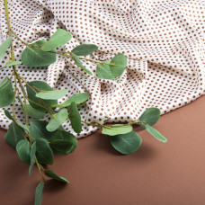 Тканина Атлас Горохи різнокольорові конфеті молоко/корич №1